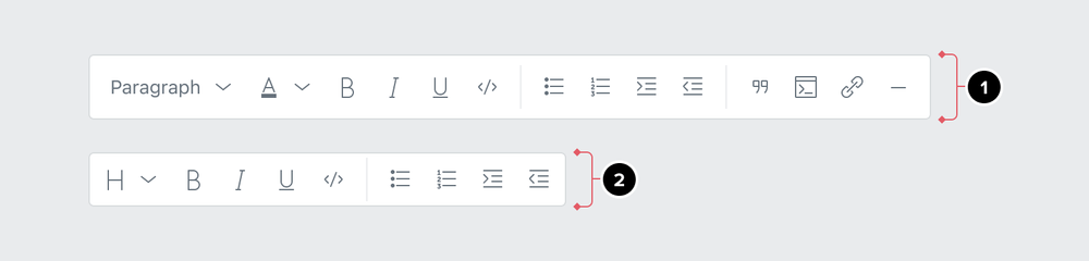 Examples of default and compact toolbar sizes