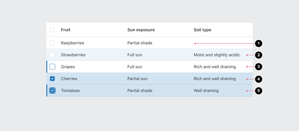 Row and cell states